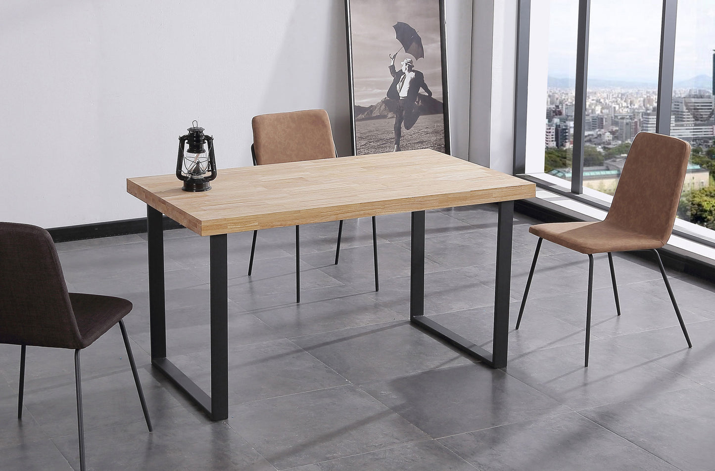 MESA COMEDOR FIJA OSAKA 140 x 80 CM ROBLE NORDISH / NEGRO