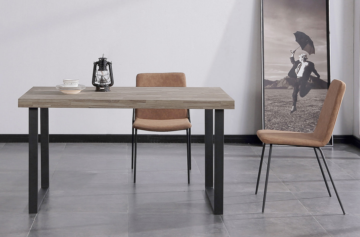 MESA COMEDOR FIJA OSAKA 140 x 80 CM ROBLE AMERICAN / NEGRO