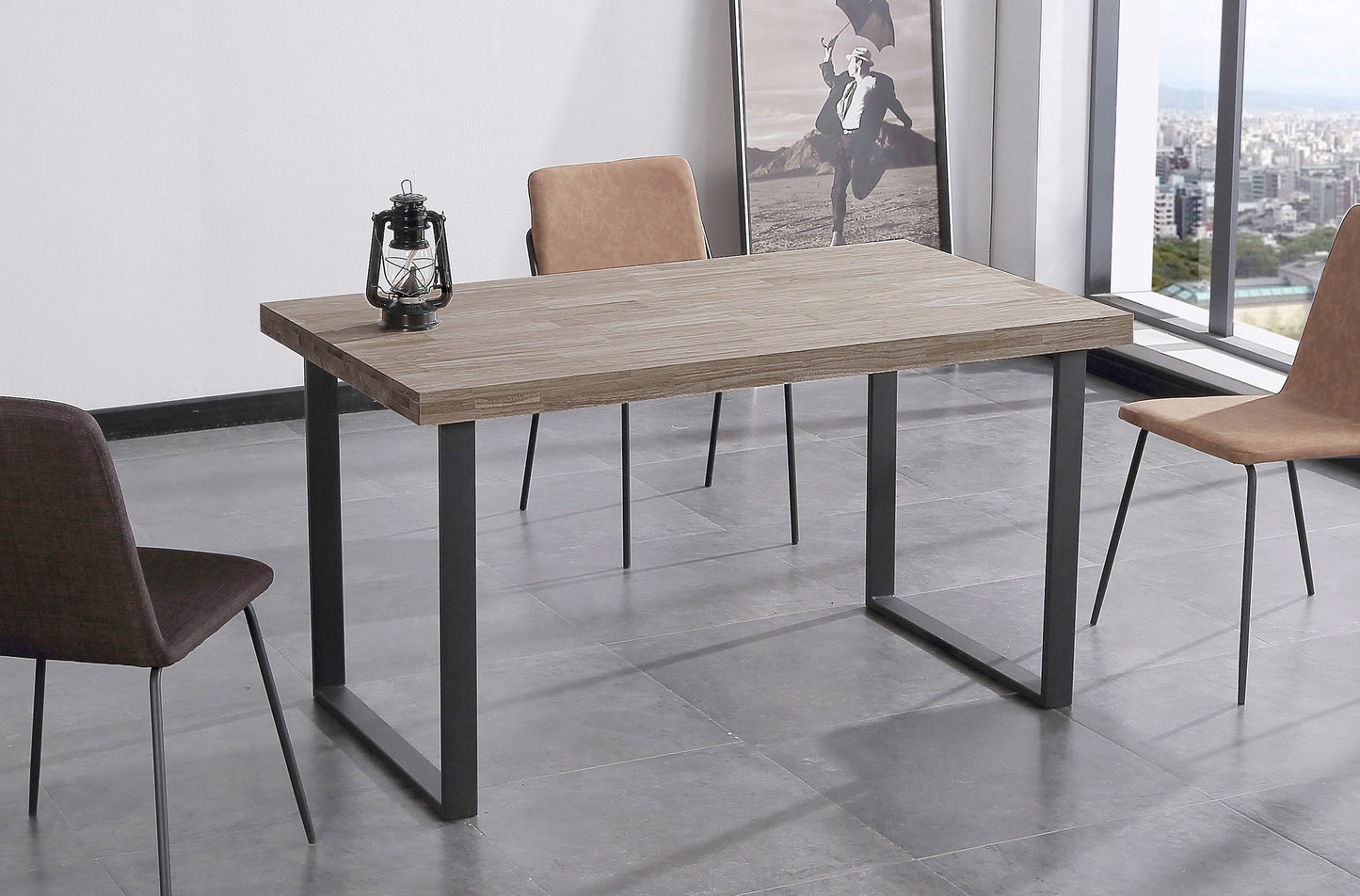 MESA COMEDOR FIJA OSAKA 140 x 80 CM ROBLE AMERICAN / NEGRO