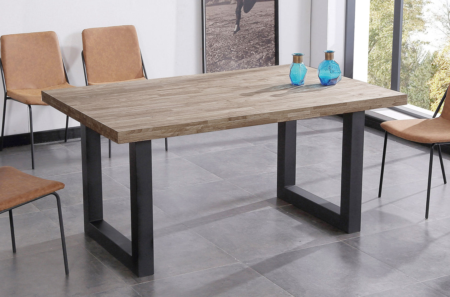 MESA COMEDOR FIJA TORONTO 160 x 100 CM ROBLE AMERICAN / NEGRO