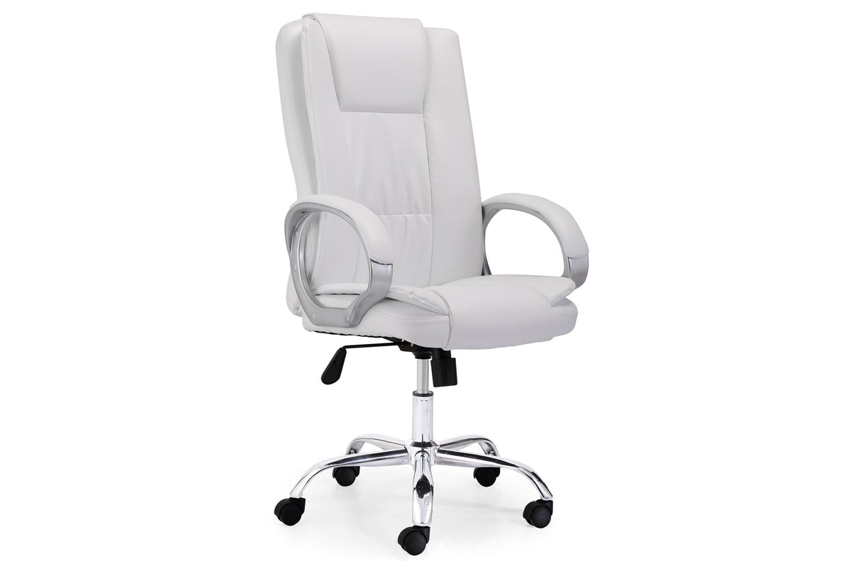 Sillón Giratorio Atlas Símil Piel blanco