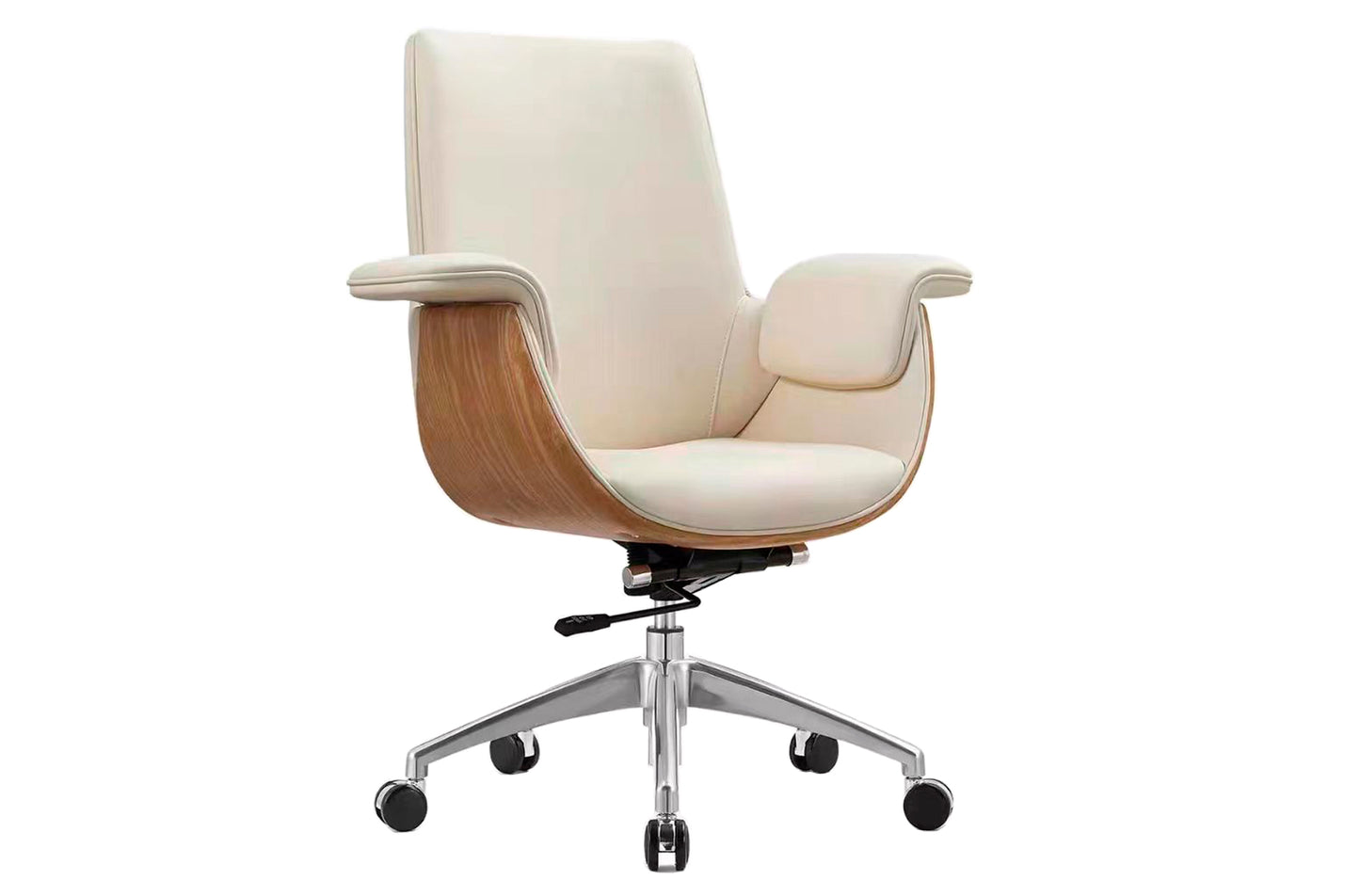SILLON GIRATORIO OMEGA BAJO / SIMIL PIEL CREMA