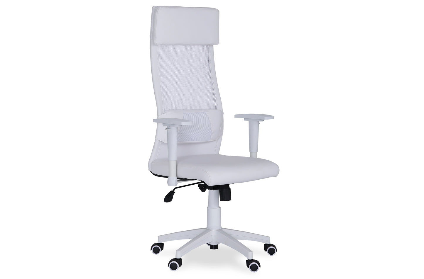 SILLÓN GIRATORIO COSMOS SÍMIL PIEL / RED TRANSPIRABLE BLANCO