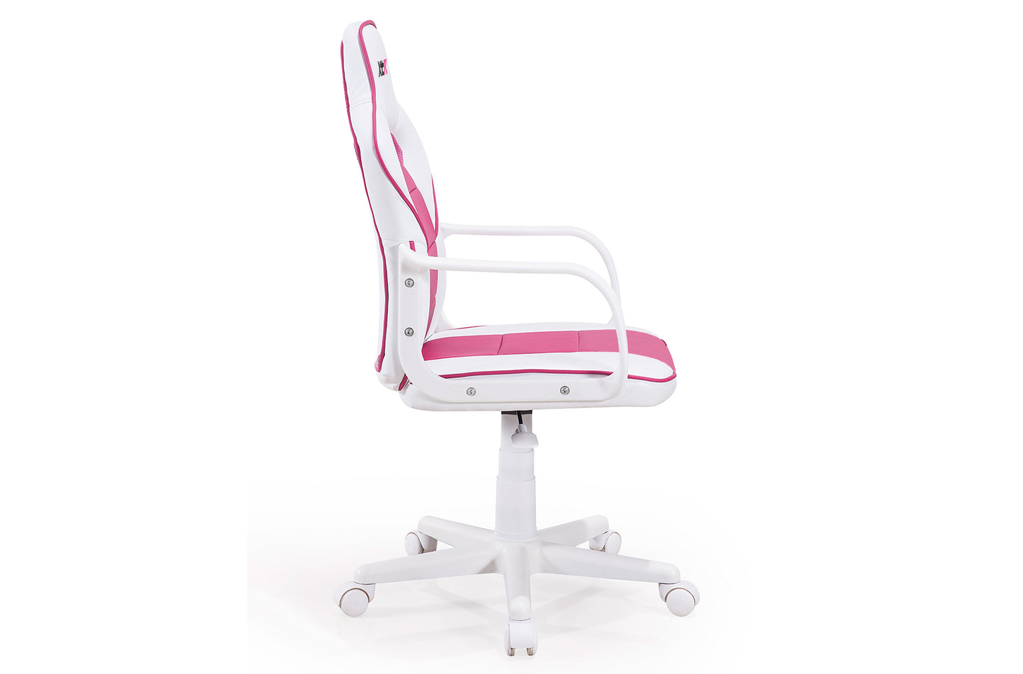 SILLÓN GIRATORIO RACER JUNIOR SÍMIL PIEL BLANCO / FRESA