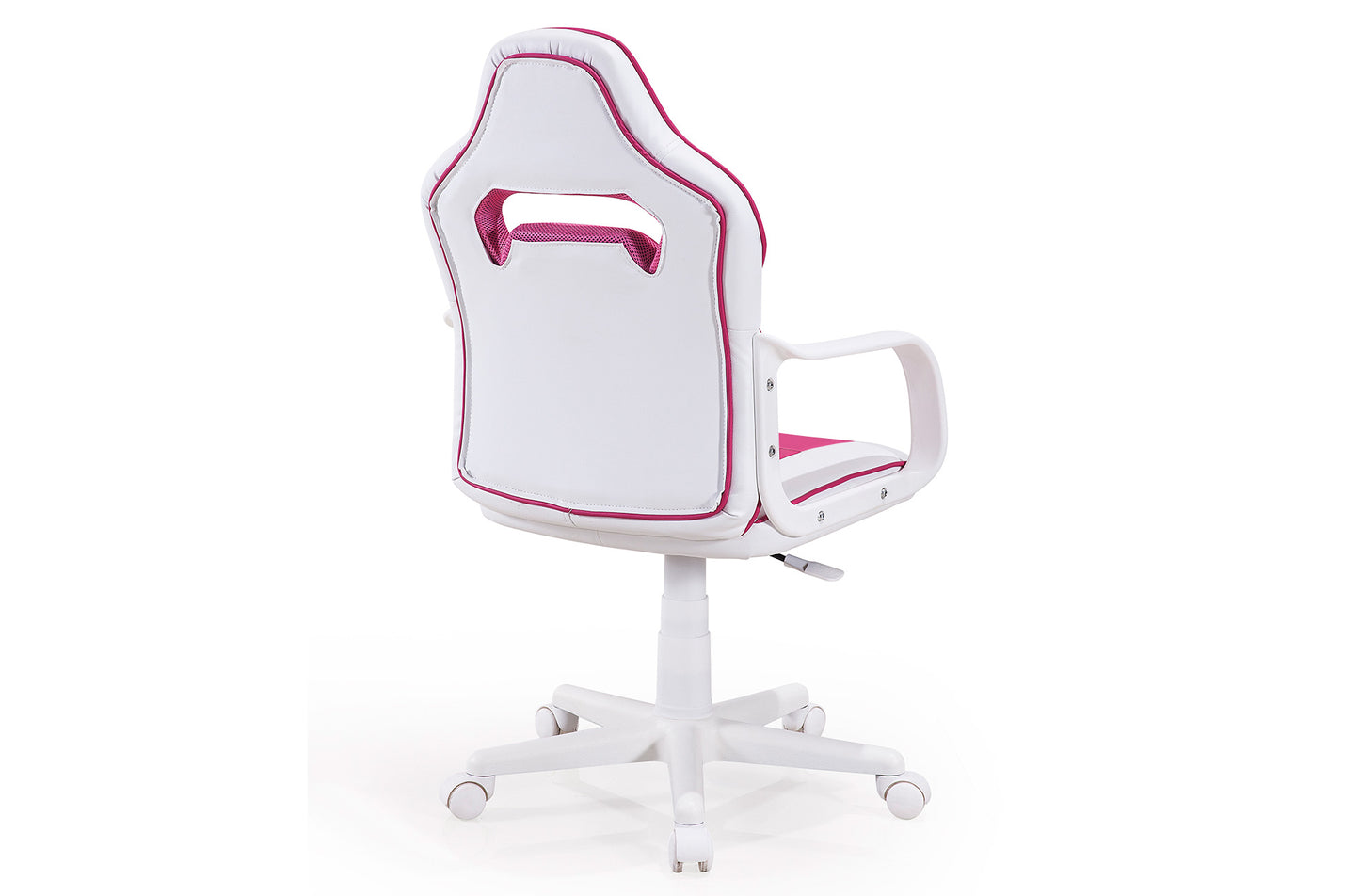 SILLÓN GIRATORIO RACER JUNIOR SÍMIL PIEL BLANCO / FRESA