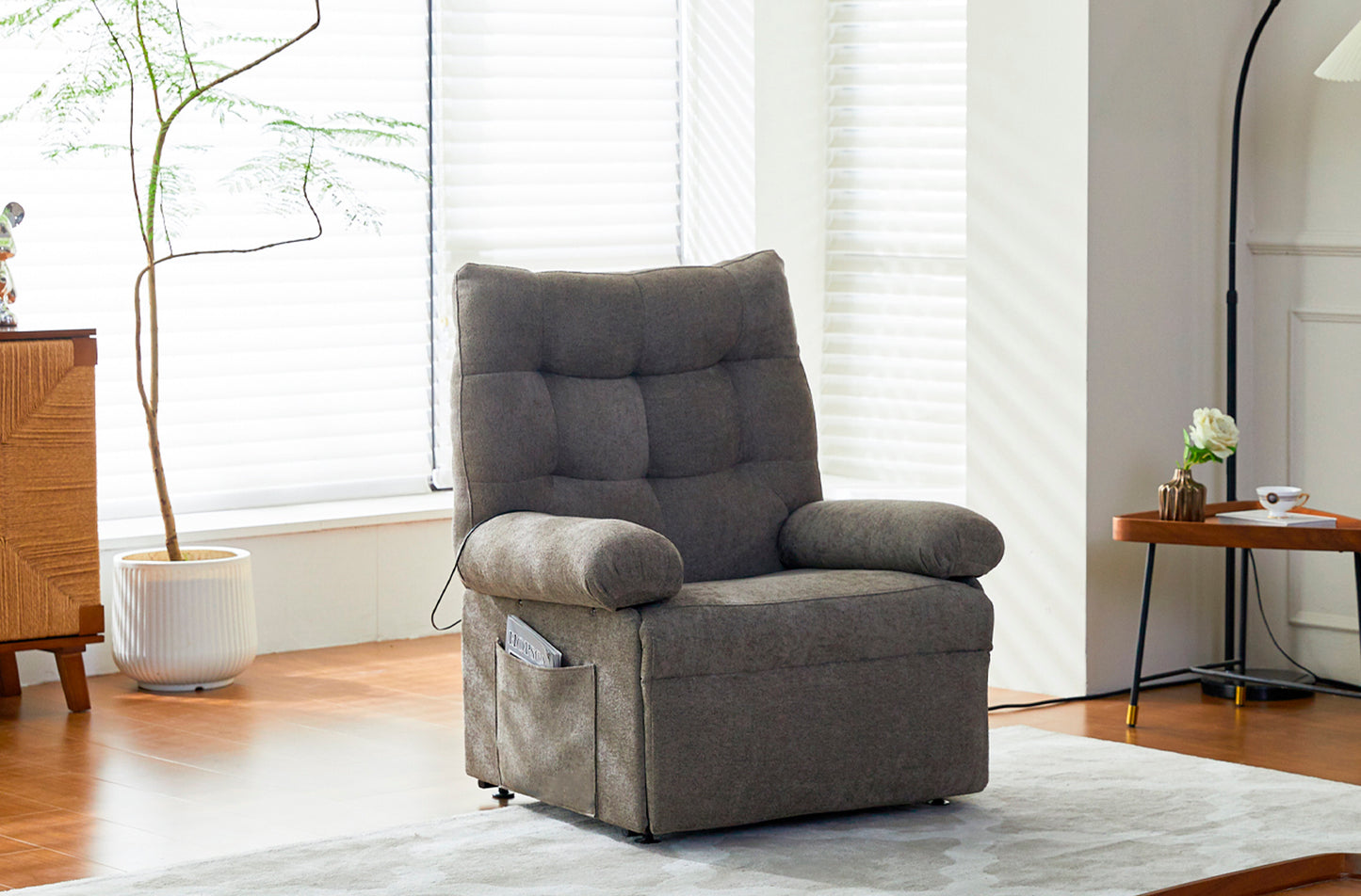 SILLON RELAX ELEVADOR ECLIPSE TEJIDO GRIS TABACO