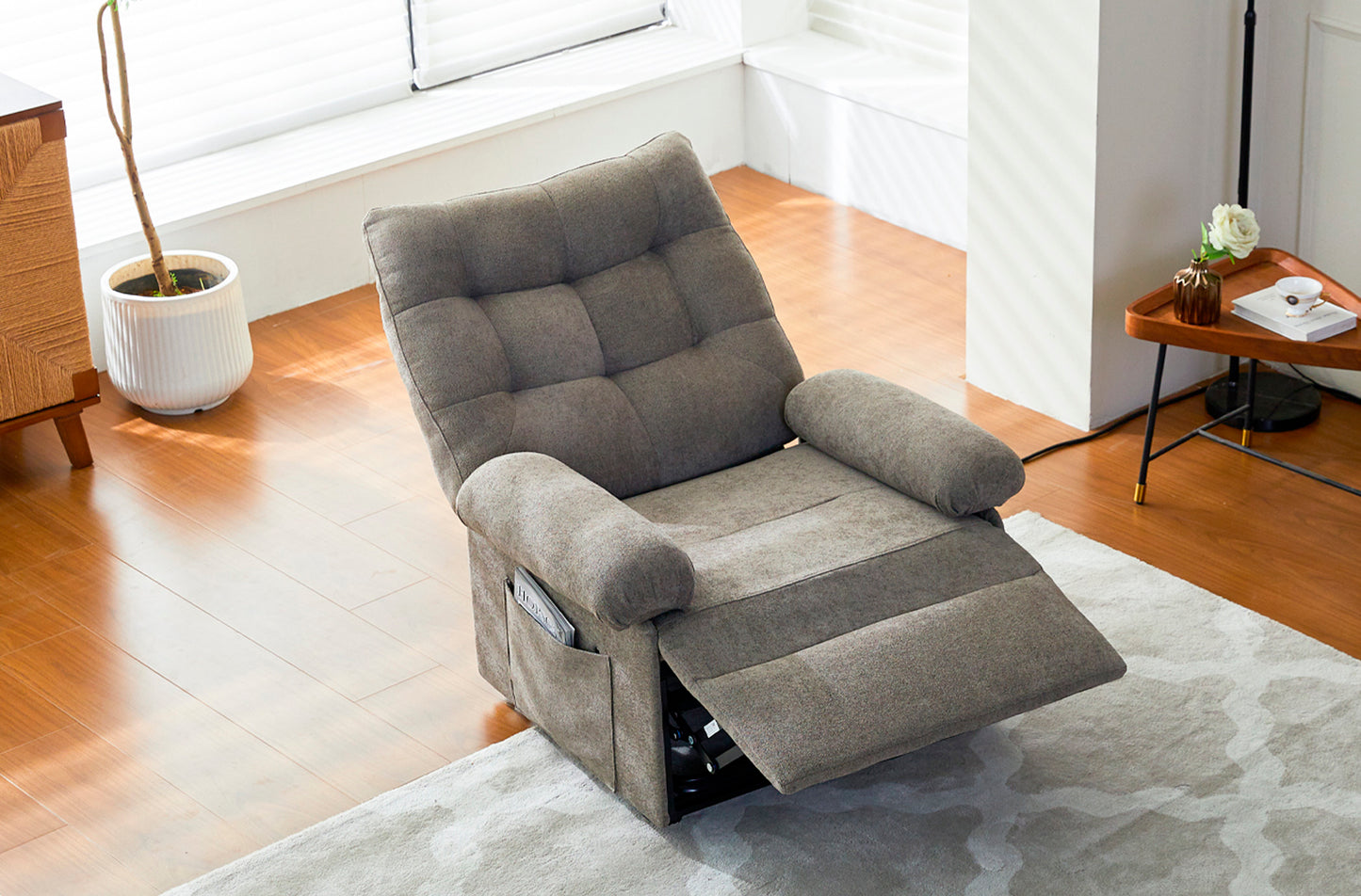 SILLON RELAX ELEVADOR ECLIPSE TEJIDO GRIS TABACO