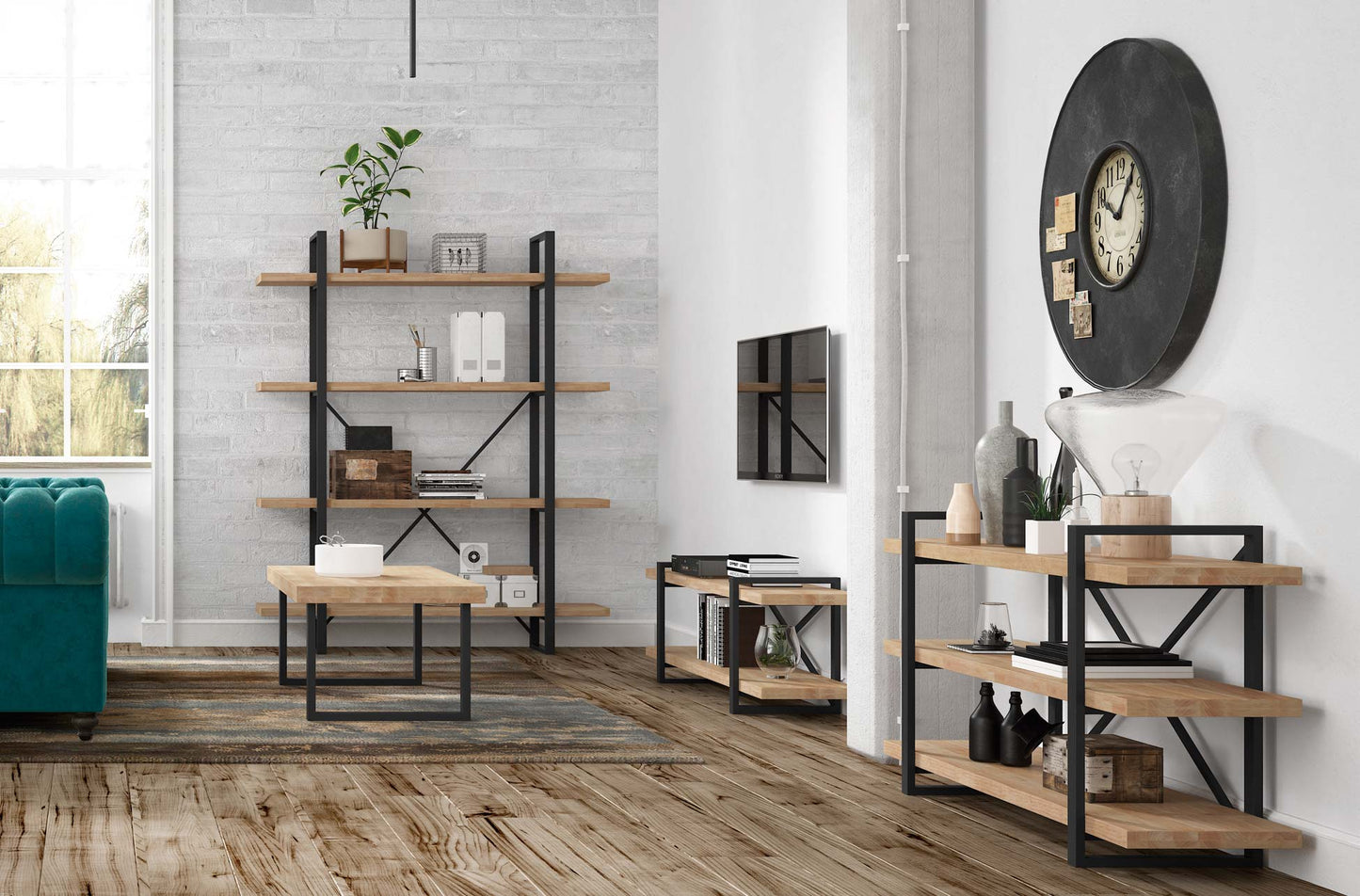 ESTANTERIA ALTA RISE ROBLE NORDISH / NEGRO