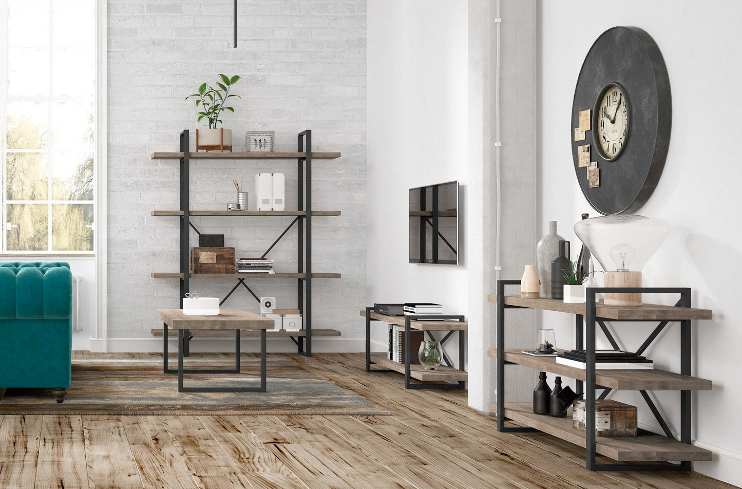 ESTANTERIA ALTA RISE ROBLE AMERICAN / NEGRO