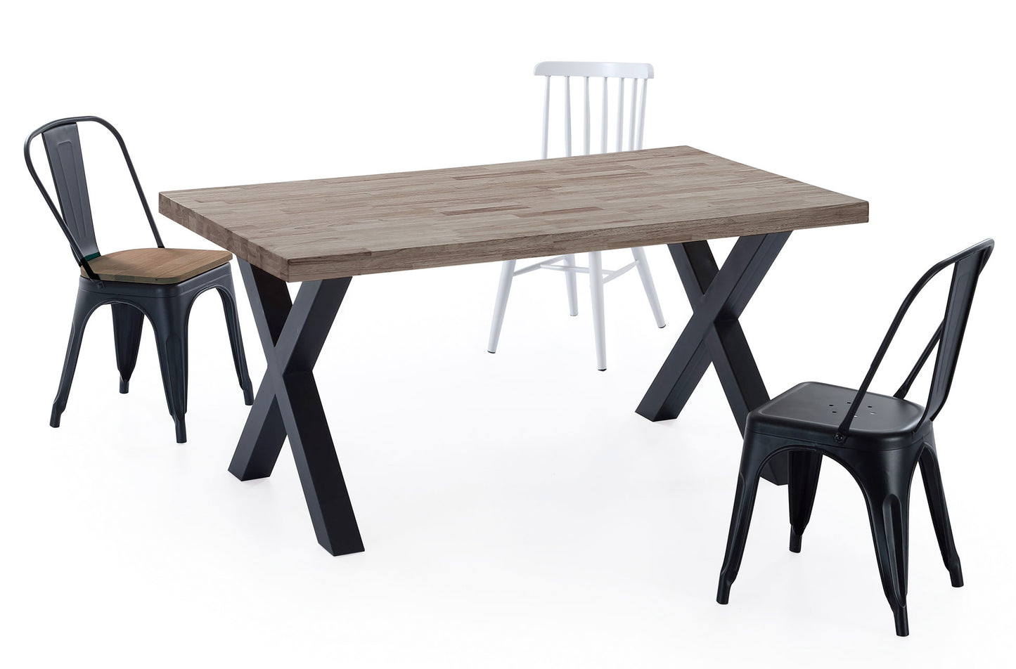 MESA COMEDOR FIJA NUEVA YORK 160 x 90 CM ROBLE AMERICAN / NEGRO