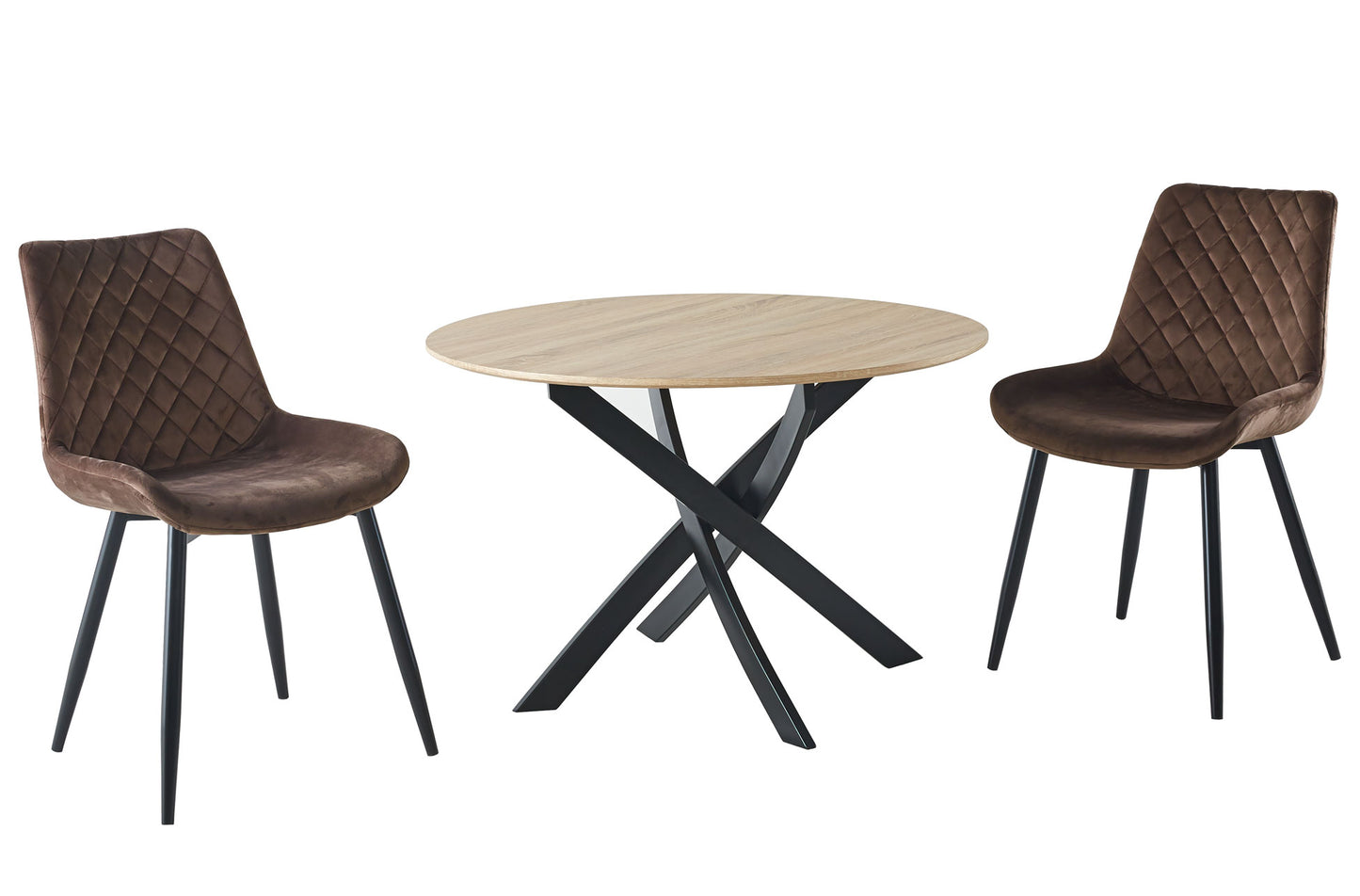 MESA COMEDOR FIJA REDONDA TAIPEI 100 CM ROBLE / NEGRO