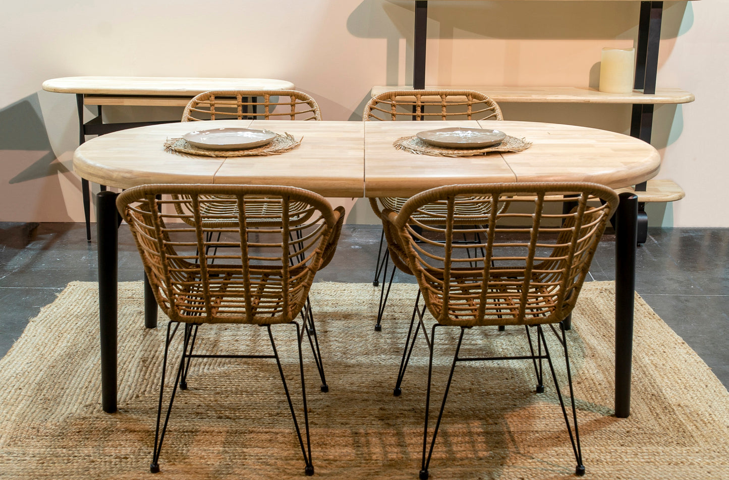 MESA COMEDOR REDONDA EXTENSIBLE 100/140/180 CM BORA BORA NORDISH / NEGRO