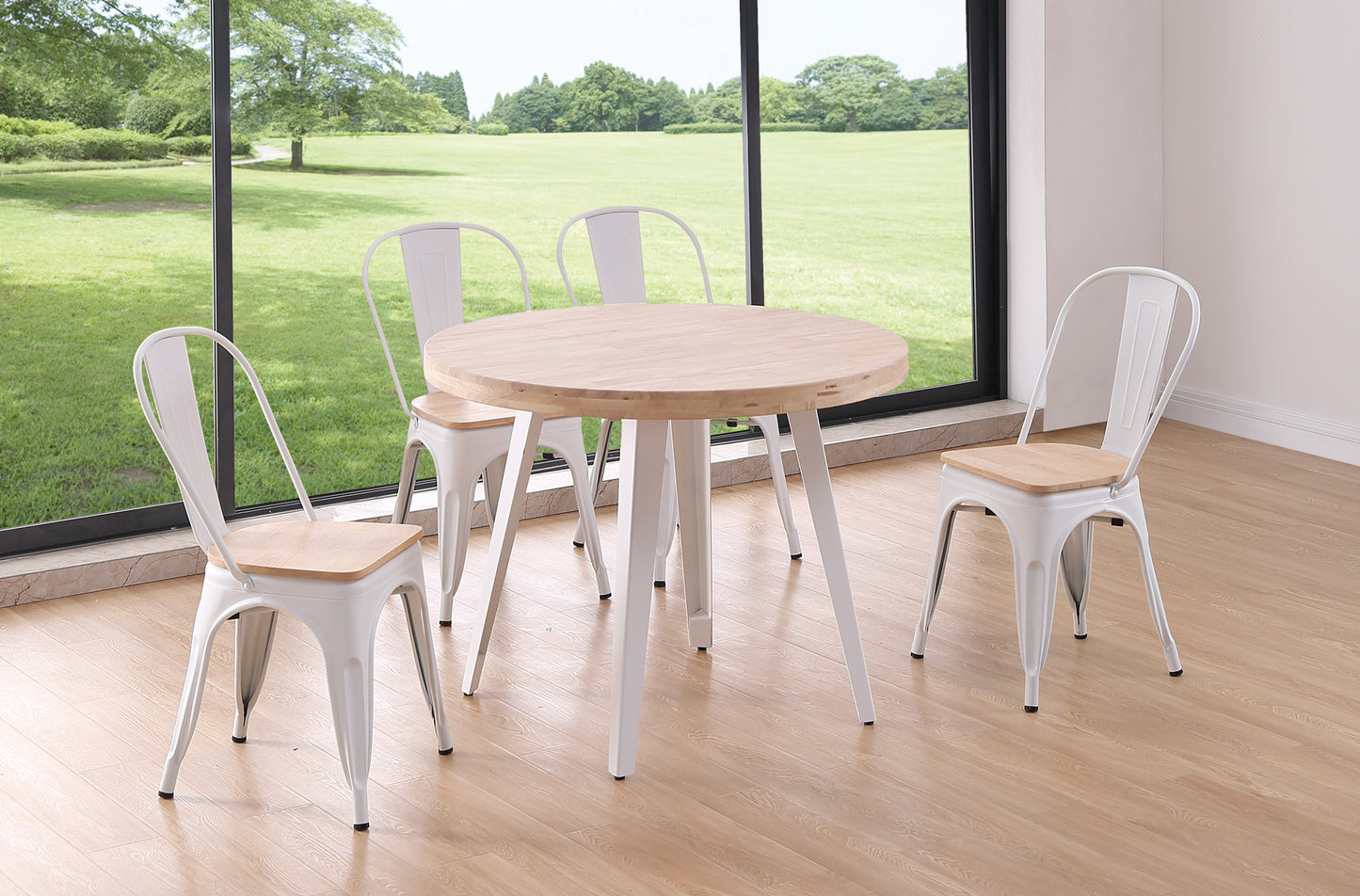 MESA COMEDOR REDONDA FIJA PARÍS 100 CM ROBLE NORDISH / BLANCO