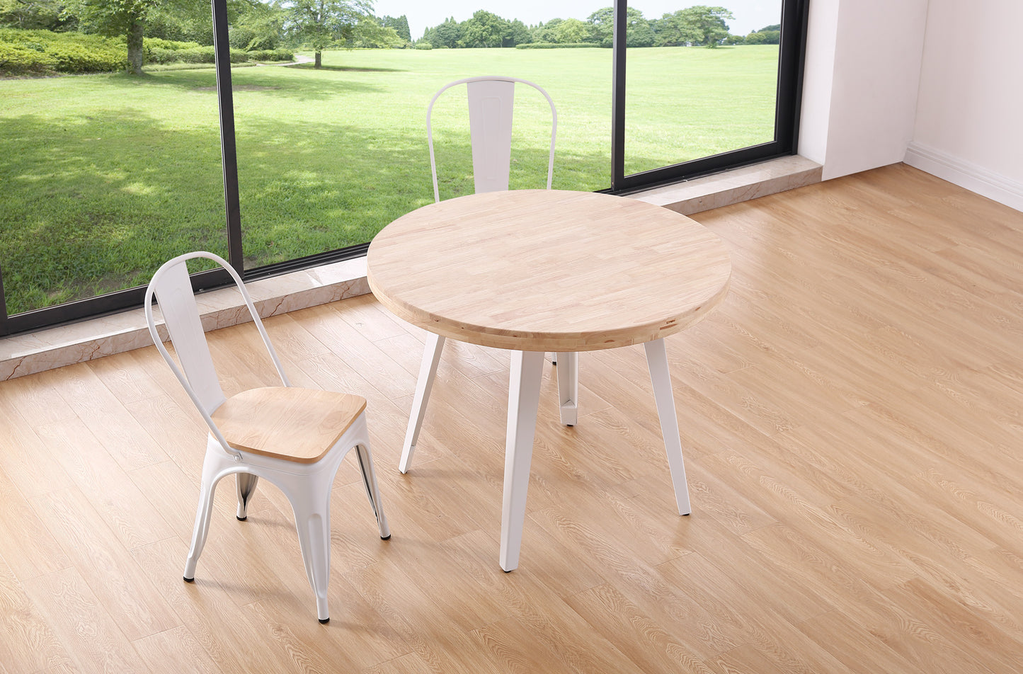 MESA COMEDOR REDONDA FIJA PARÍS 100 CM ROBLE NORDISH / BLANCO