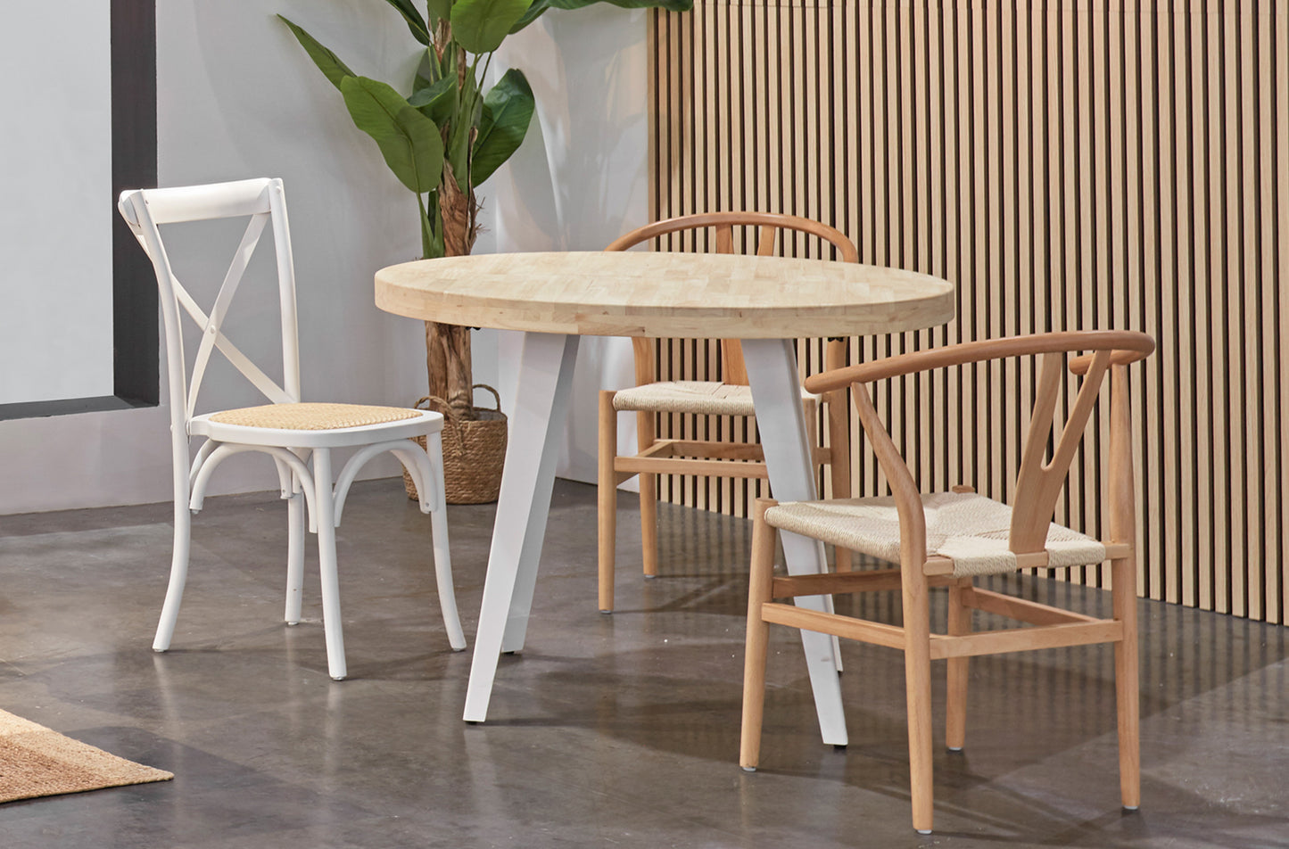 MESA COMEDOR REDONDA FIJA PARÍS 100 CM ROBLE NORDISH / BLANCO
