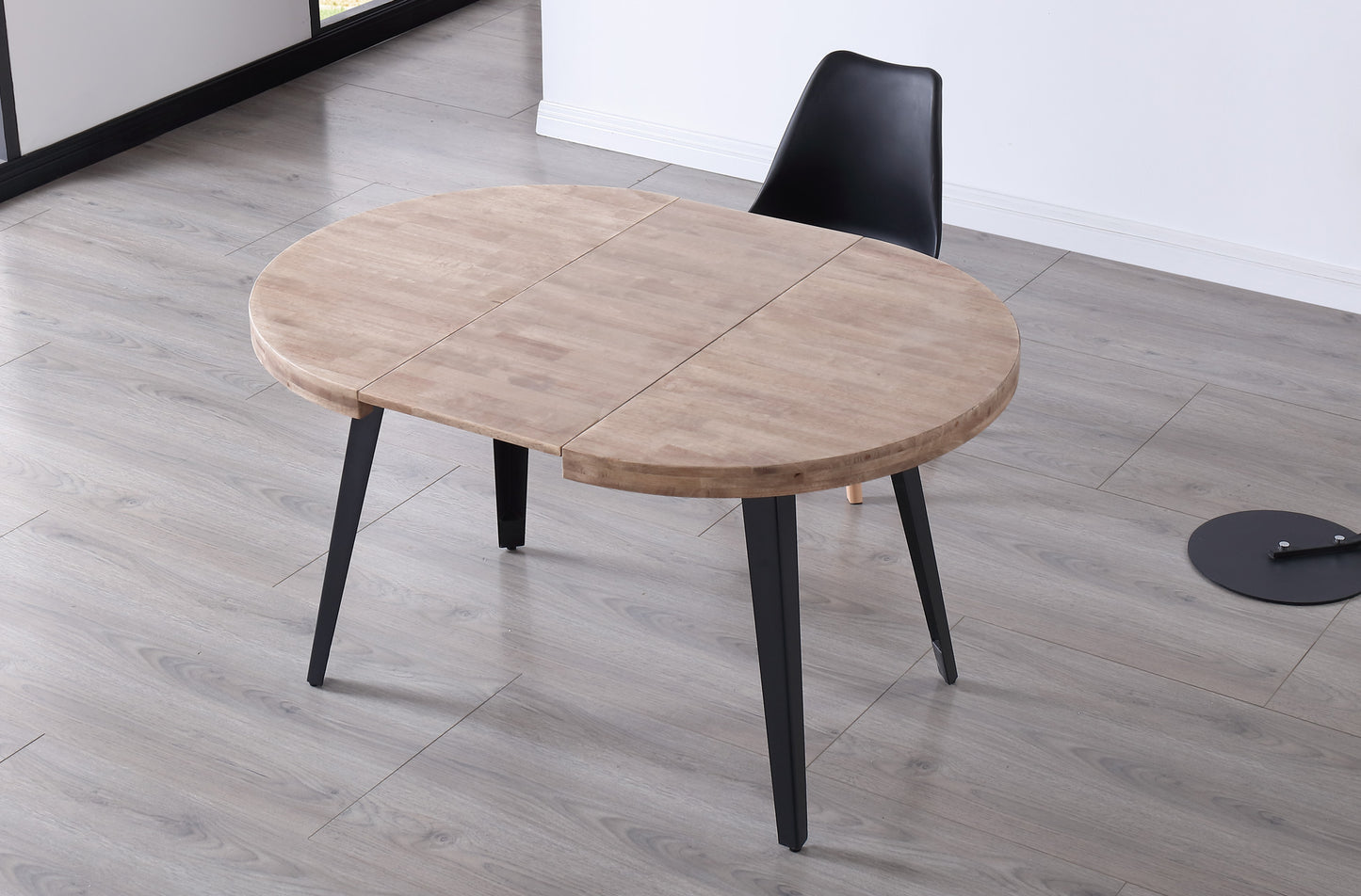 MESA COMEDOR REDONDA EXTENSIBLE PARÍS 100/140/180 CM ROBLE HONEY / NEGRO