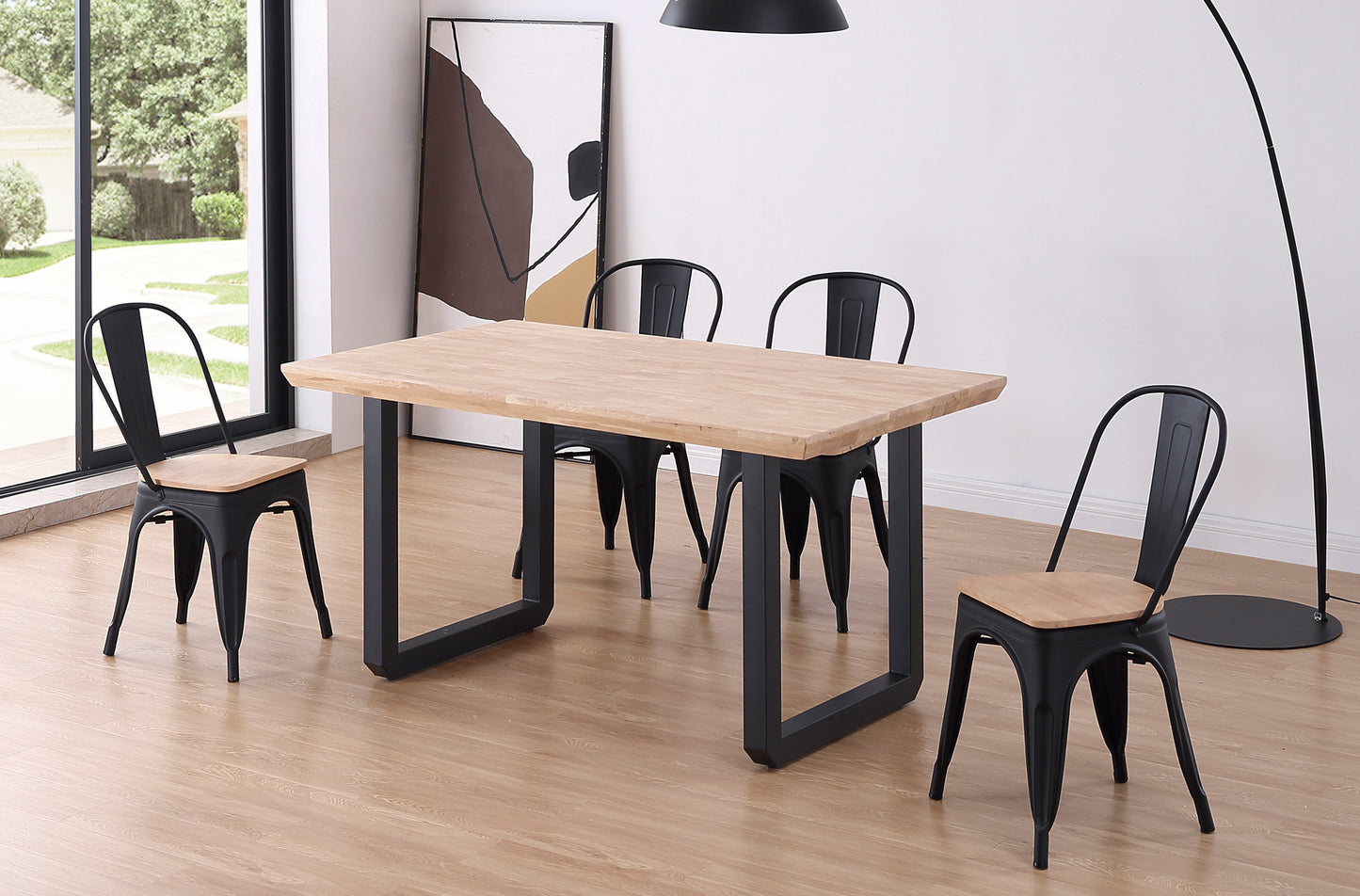 MESA COMEDOR FIJA ROMA 150 x 90 CM ROBLE NORDISH / NEGRO
