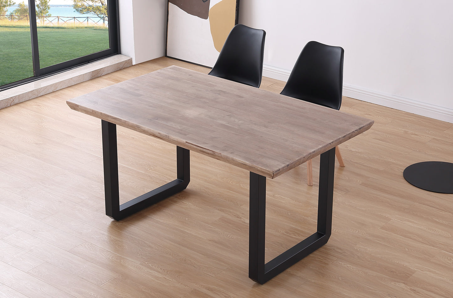 MESA COMEDOR FIJA ROMA 150 x 90 CM ROBLE HONEY / NEGRO