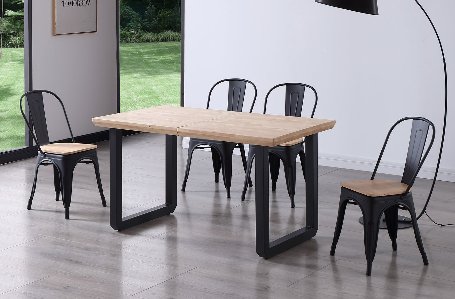 MESA COMEDOR EXTENSIBLE ROMA 140/180/220 x 80 CM ROBLE NORDISH / NEGRO