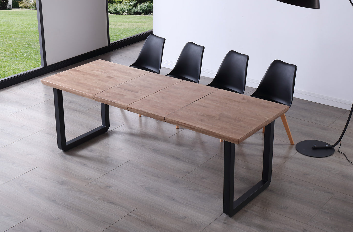 MESA COMEDOR EXTENSIBLE ROMA 140/180/220 x 80 CM ROBLE HONEY / NEGRO