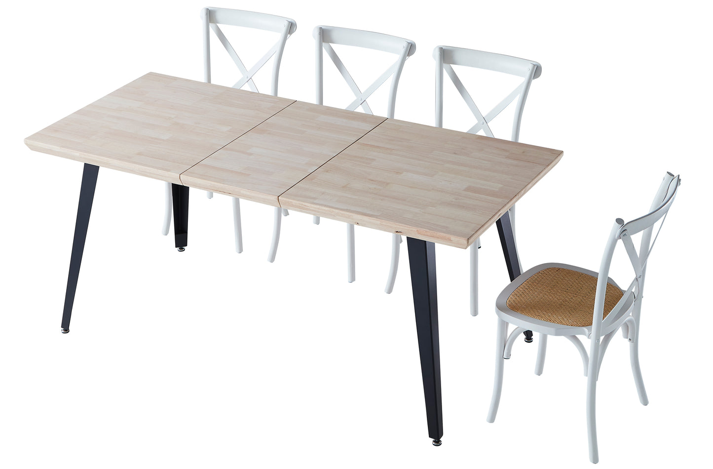 MESA COMEDOR EXTENSIBLE PARÍS 140/180/220 x 80 CM ROBLE NORDISH / NEGRO
