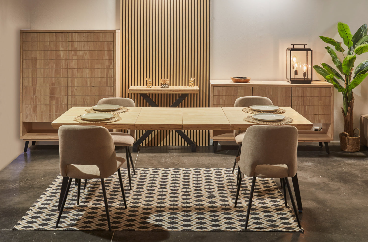 MESA COMEDOR EXTENSIBLE PARÍS 140/180/220 x 80 CM ROBLE NORDISH / NEGRO