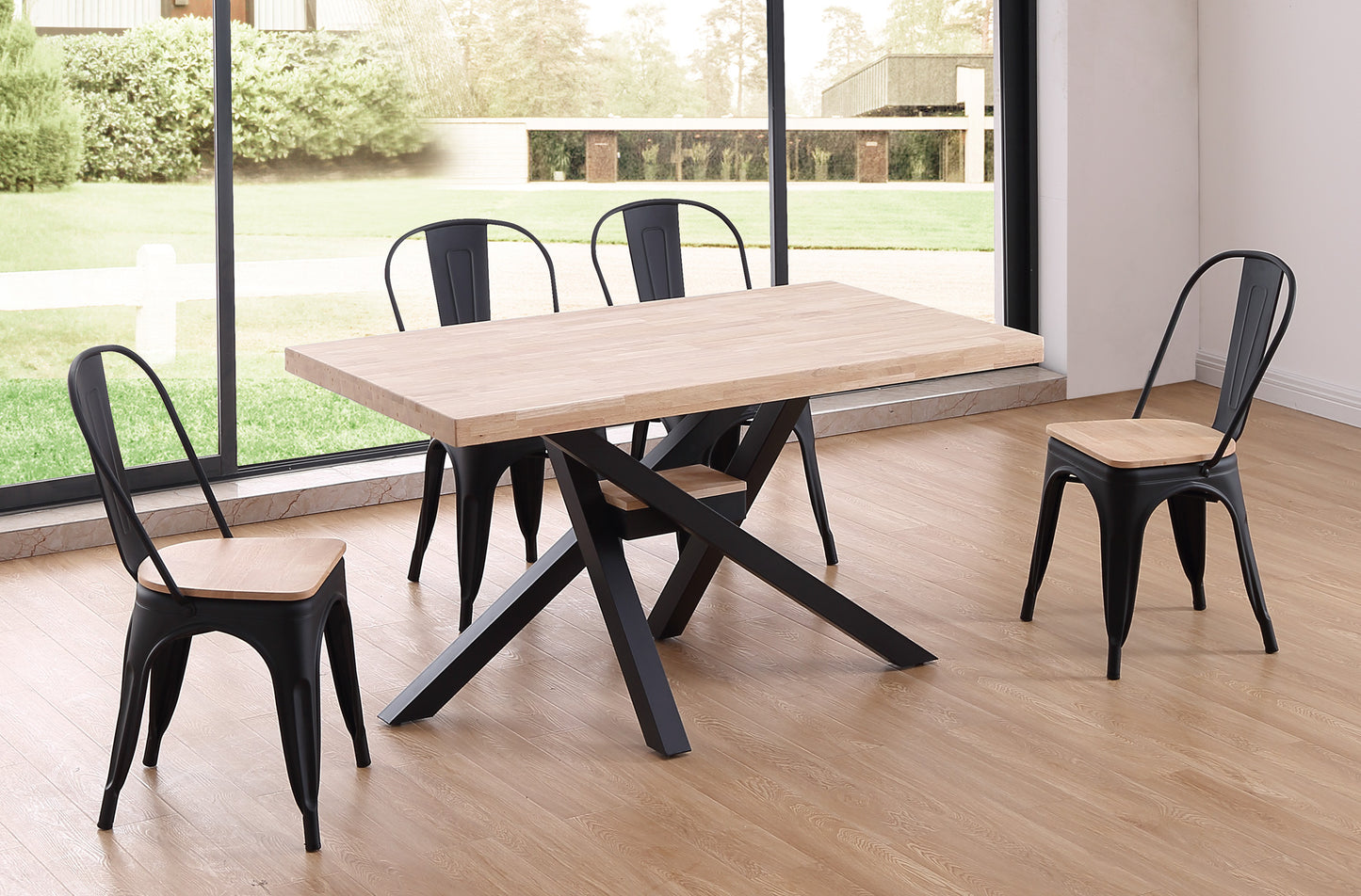 MESA COMEDOR FIJA MYKONOS 140 x 80 CM ROBLE NORDISH / NEGRO