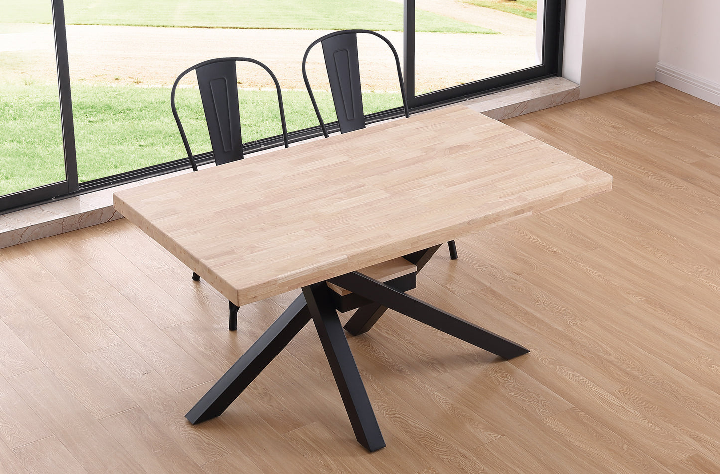 MESA COMEDOR FIJA MYKONOS 140 x 80 CM ROBLE NORDISH / NEGRO