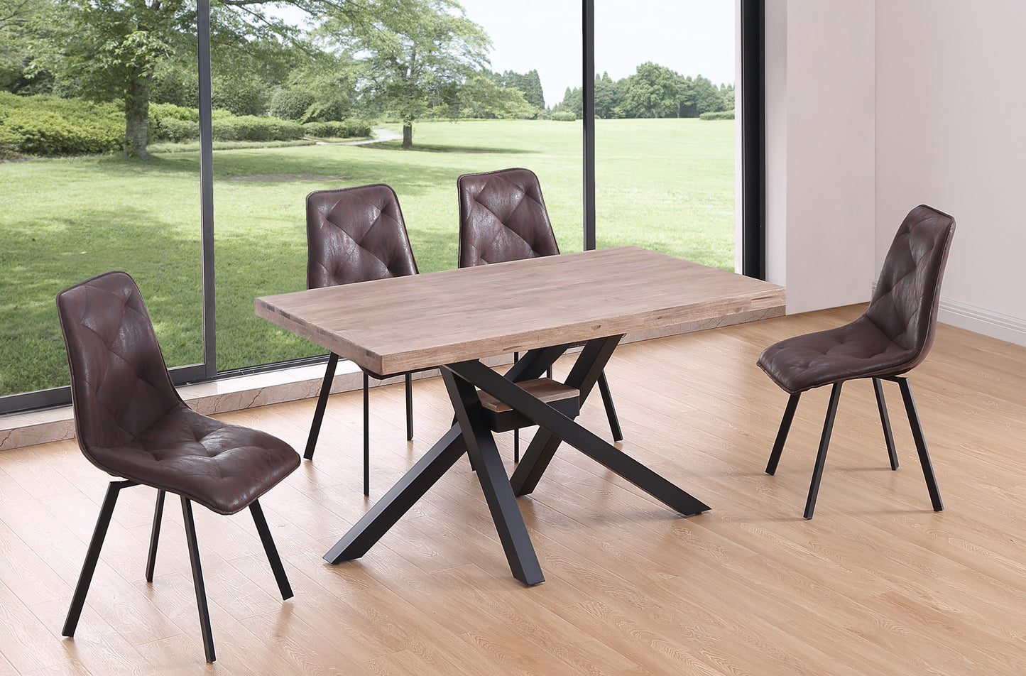 MESA COMEDOR FIJA MYKONOS 140 x 80 CM ROBLE HONEY / NEGRO