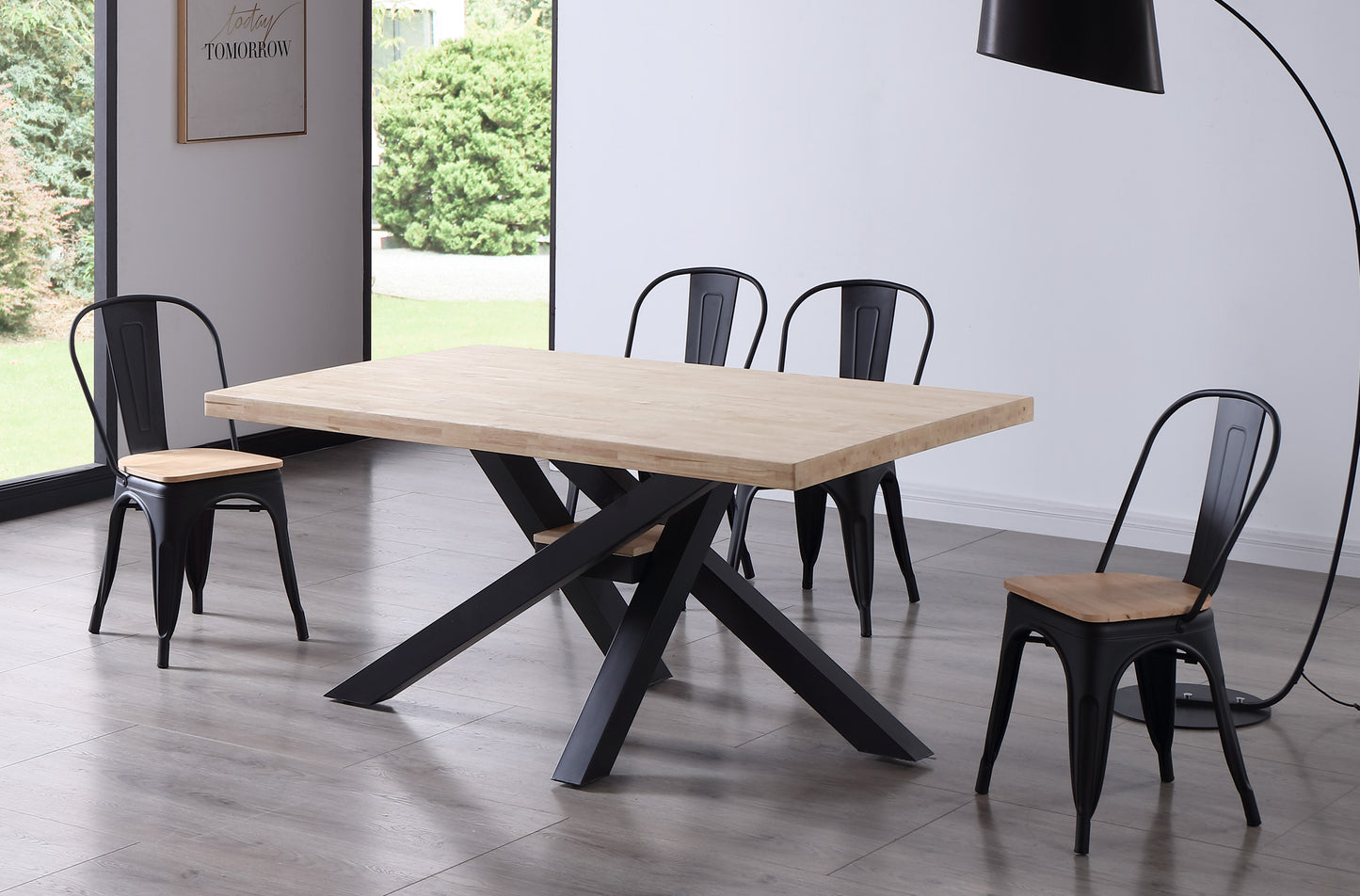 MESA COMEDOR FIJA MYKONOS 160 x 100 CM ROBLE NORDISH / NEGRO
