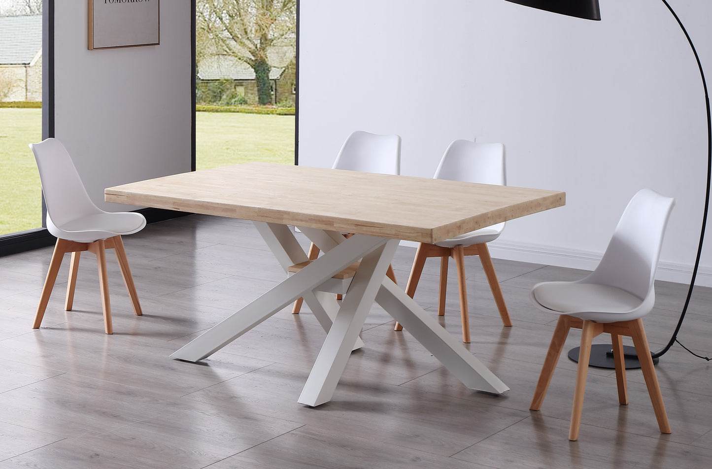 MESA COMEDOR FIJA MYKONOS 160 x 100 CM ROBLE NORDISH / BLANCO