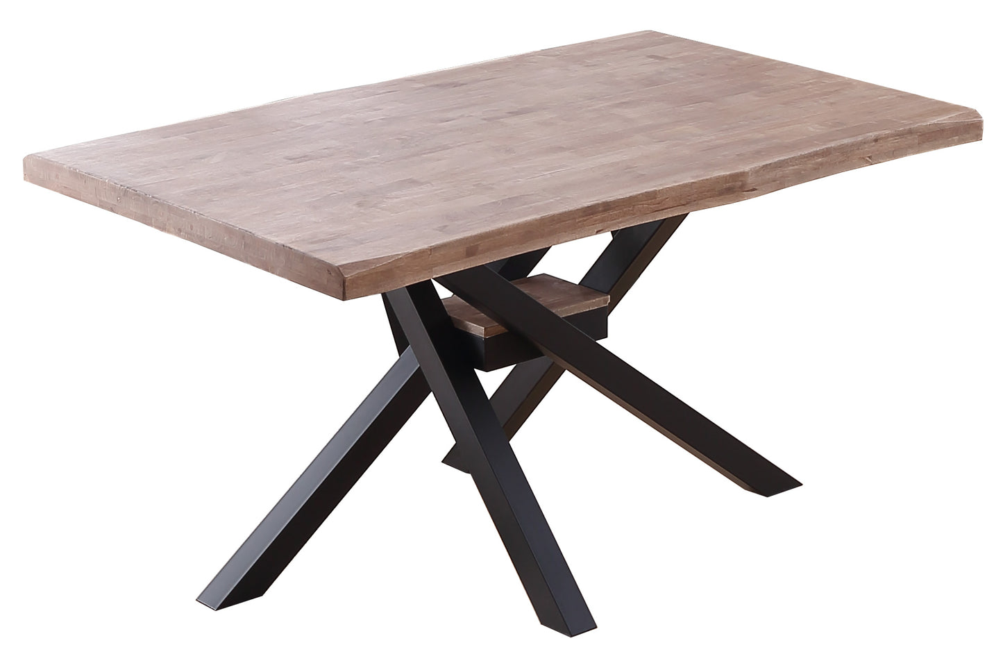 MESA COMEDOR FIJA MYKONOS 150 x 90 CM ROBLE HONEY / NEGRO TAPA CON FORMA