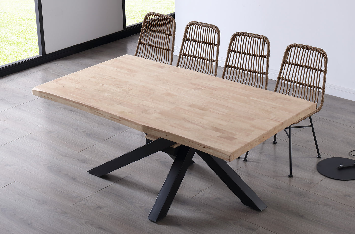 MESA COMEDOR FIJA MYKONOS 180 x 100 CM ROBLE NORDISH / NEGRO TAPA CON FORMA