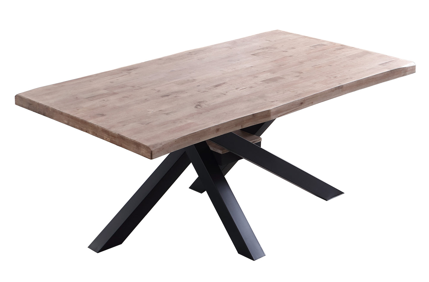 MESA COMEDOR FIJA MYKONOS 180 x 100 CM ROBLE HONEY / NEGRO TAPA CON FORMA
