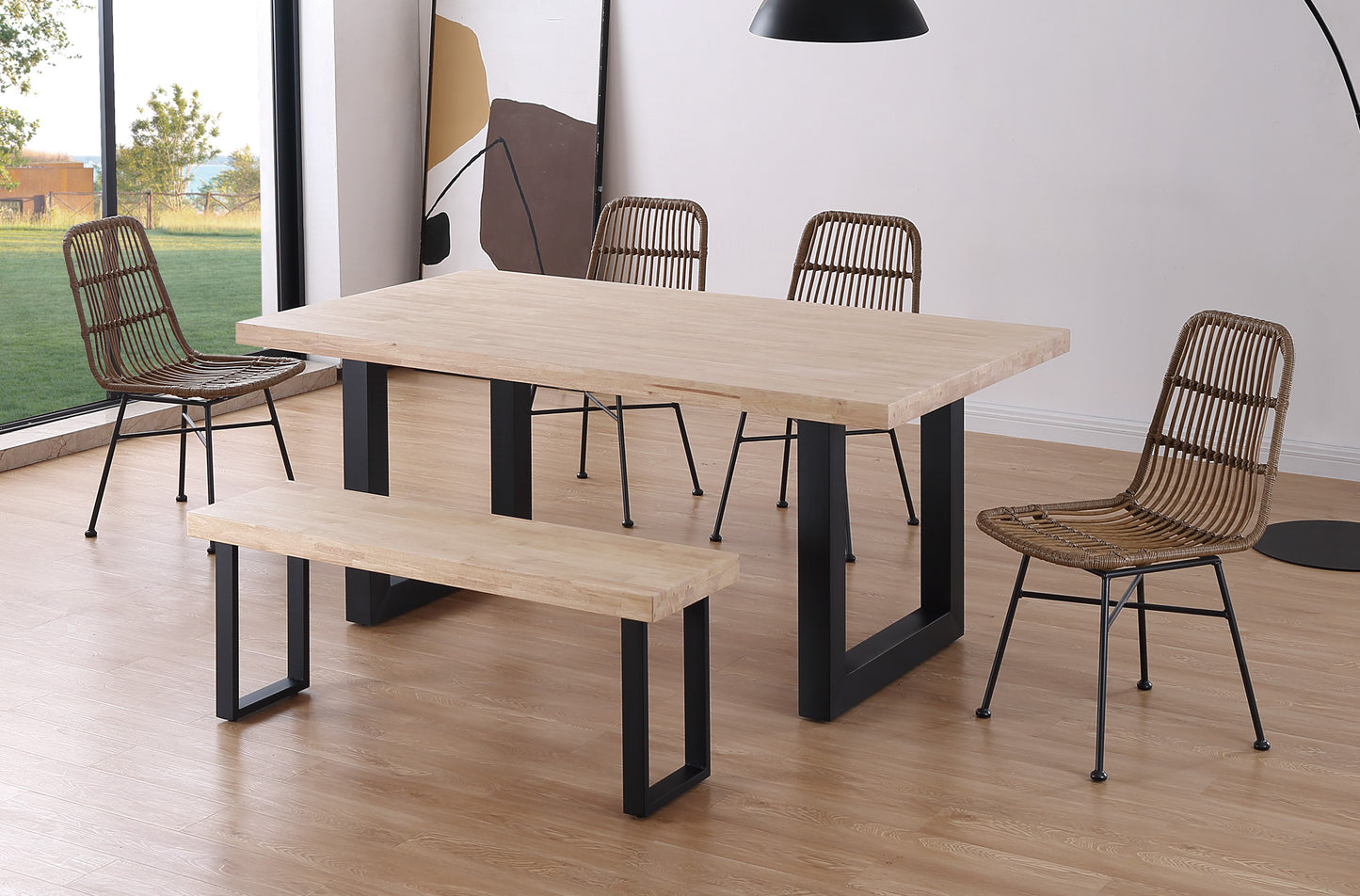 MESA COMEDOR FIJA TORONTO 180 x 100 CM ROBLE NORDISH / NEGRO