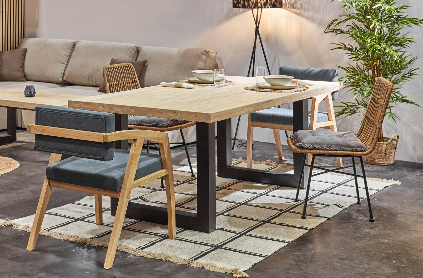 MESA COMEDOR FIJA TORONTO 180 x 100 CM ROBLE NORDISH / NEGRO