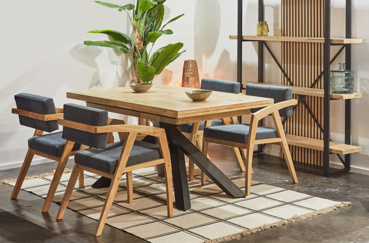 MESA COMEDOR EXTENSIBLE CHICAGO 140/180/220 x 90 CM ROBLE NORDISH / NEGRO