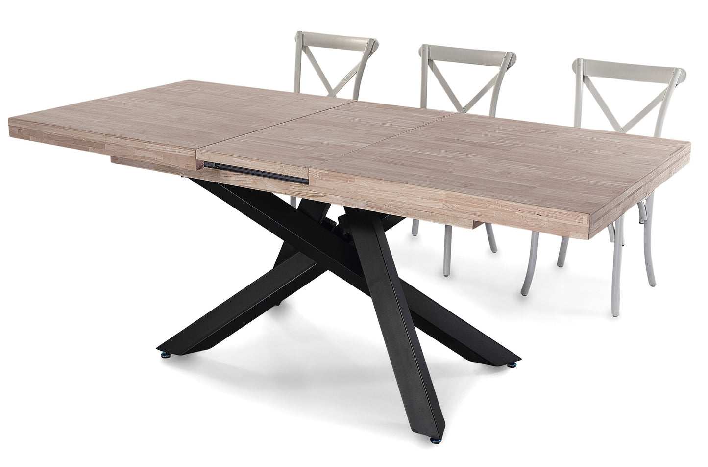 MESA COMEDOR EXTENSIBLE CHICAGO 160/200/240 x 90 CM ROBLE HONEY / NEGRO