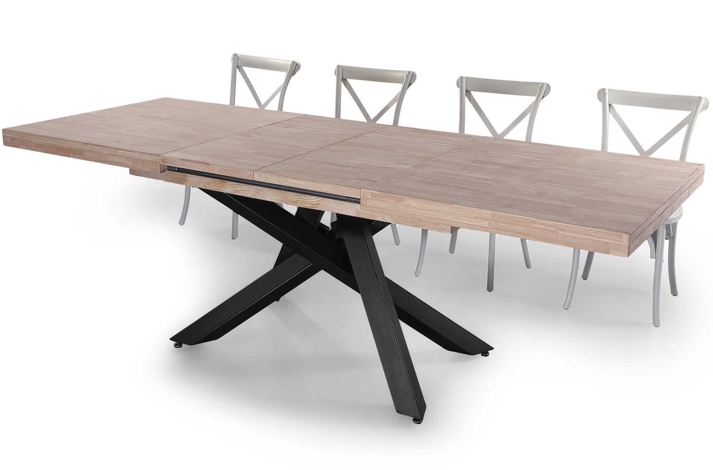 MESA COMEDOR EXTENSIBLE CHICAGO 160/200/240 x 90 CM ROBLE HONEY / NEGRO