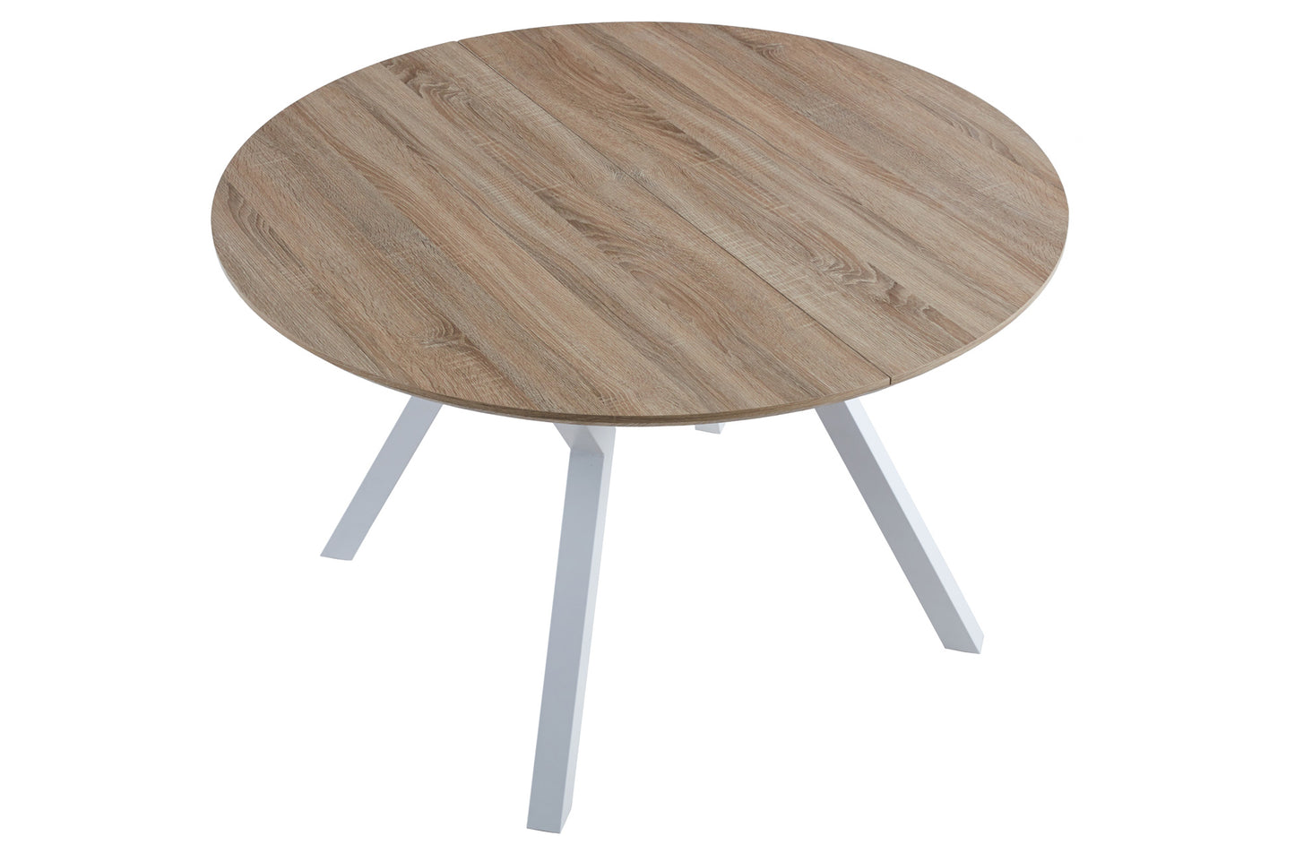 MESA COMEDOR REDONDA EXTENSIBLE CAIRO 120/160 CM OAK / BLANCO