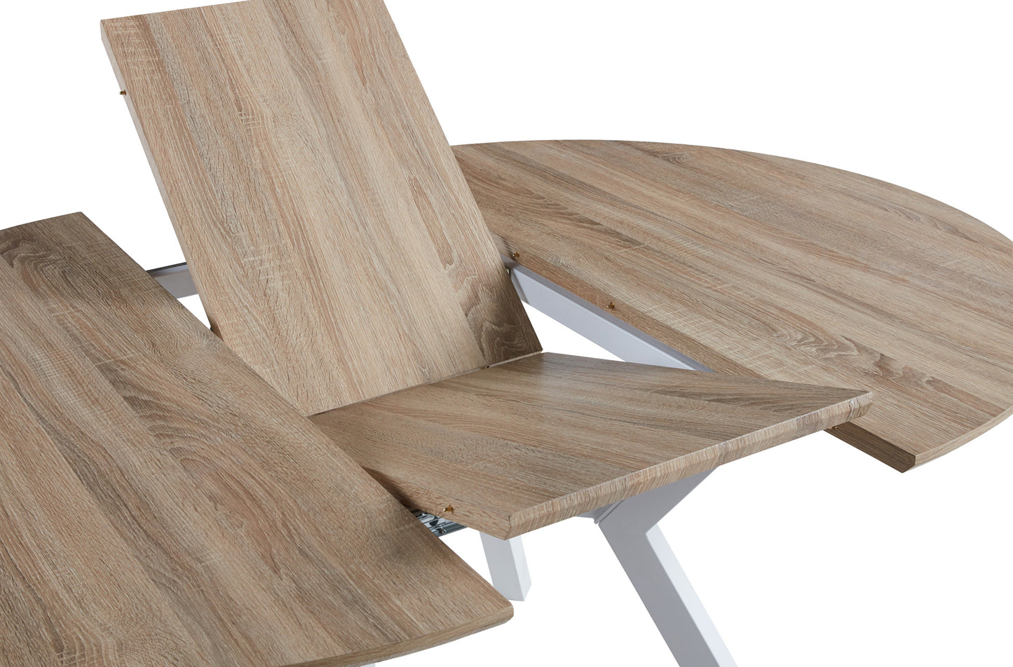 MESA COMEDOR REDONDA EXTENSIBLE CAIRO 120/160 CM OAK / BLANCO