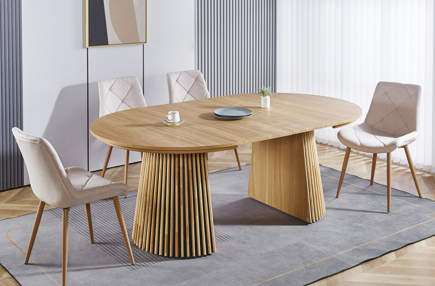 MESA COMEDOR REDONDA EXTENSIBLE RABAT 120/160/200 x 120 CM OAK