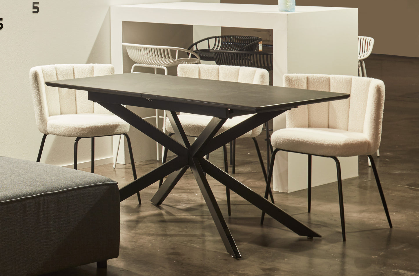 MESA COMEDOR EXTENSIBLE GINEBRA 140/180 X 80 CM CERAMIC NEGRO / NEGRO