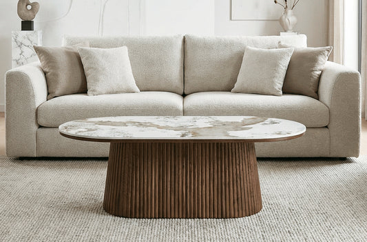 Mesa Centro Oval Angelina Ceramic / Nogal