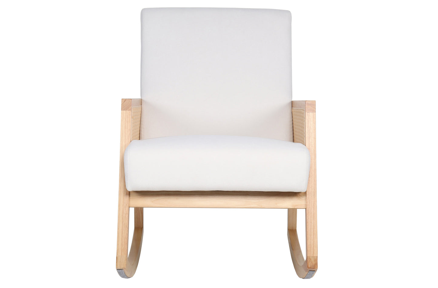 BUTACA MECEDORA GOETHE MICROFIBRA CREMA / RATTAN / MADERA