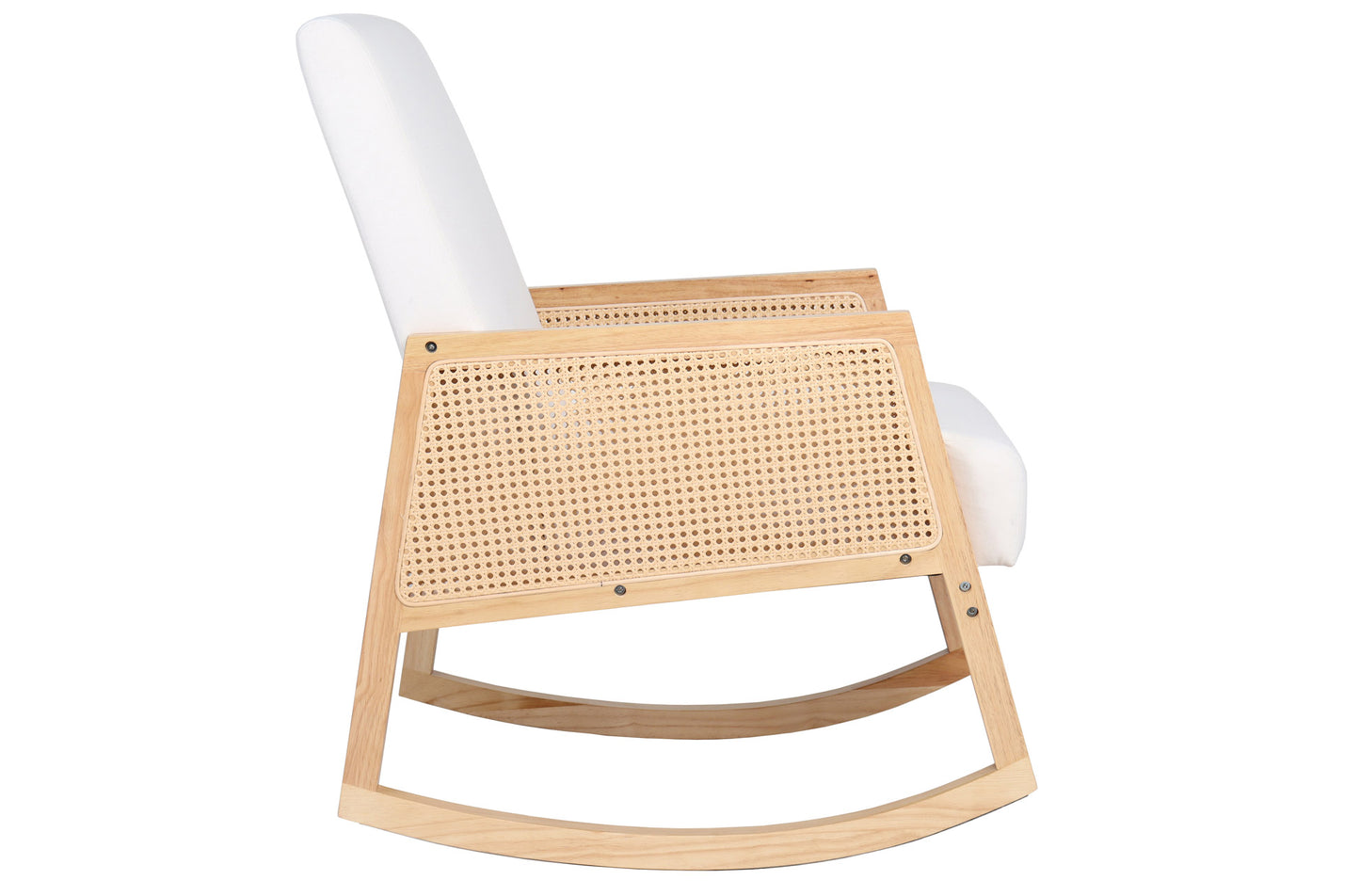 BUTACA MECEDORA GOETHE MICROFIBRA CREMA / RATTAN / MADERA