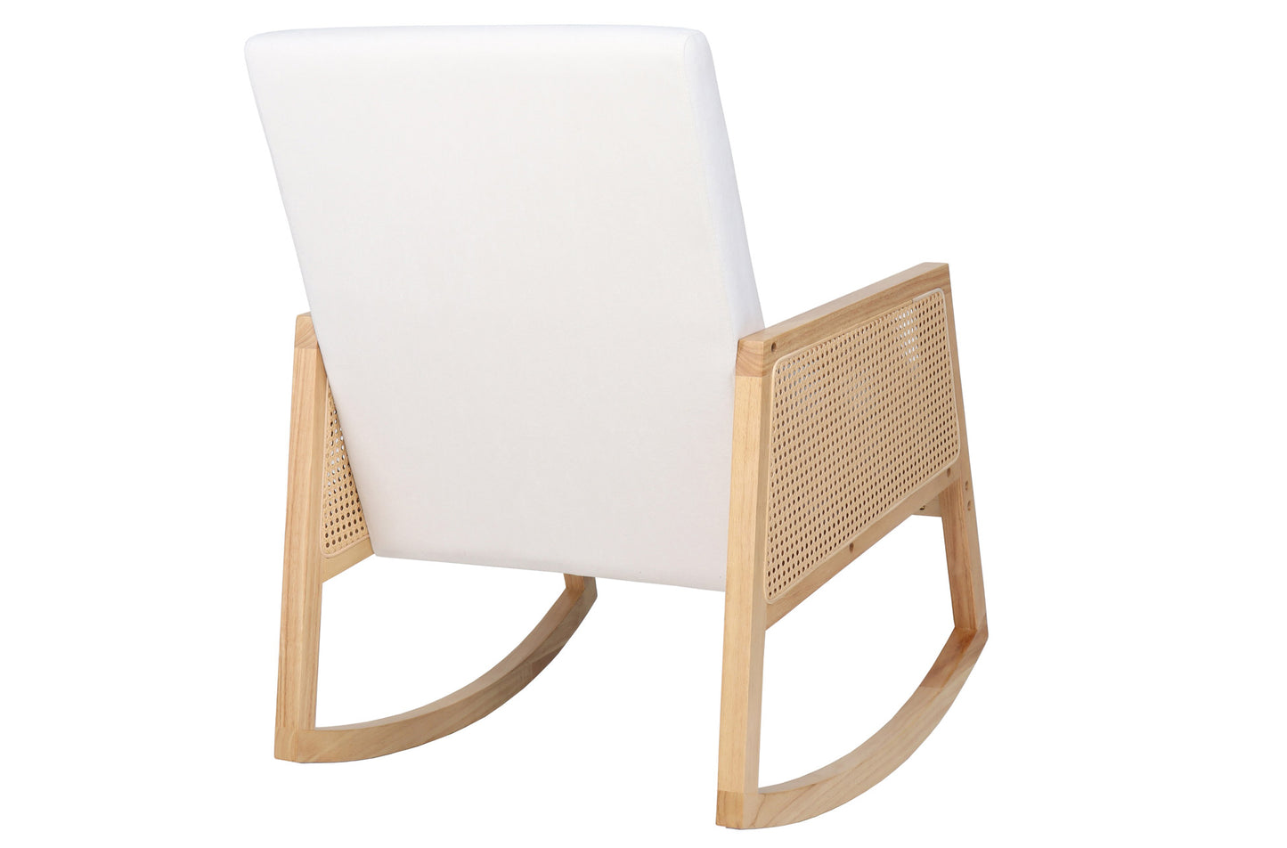 BUTACA MECEDORA GOETHE MICROFIBRA CREMA / RATTAN / MADERA