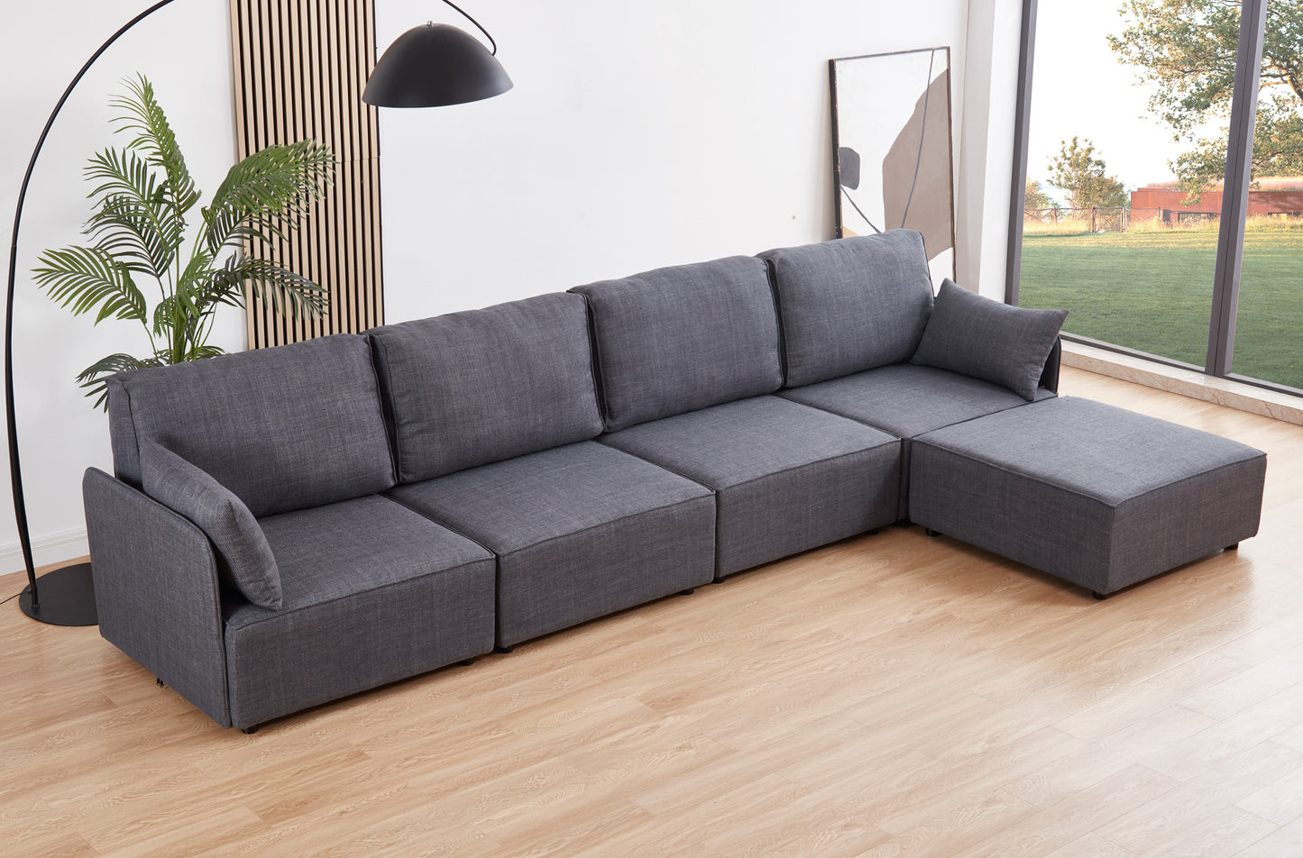 PUFF 90 X 90 CM SOFÁ MODULAR BARDOT TEJIDO GRIS