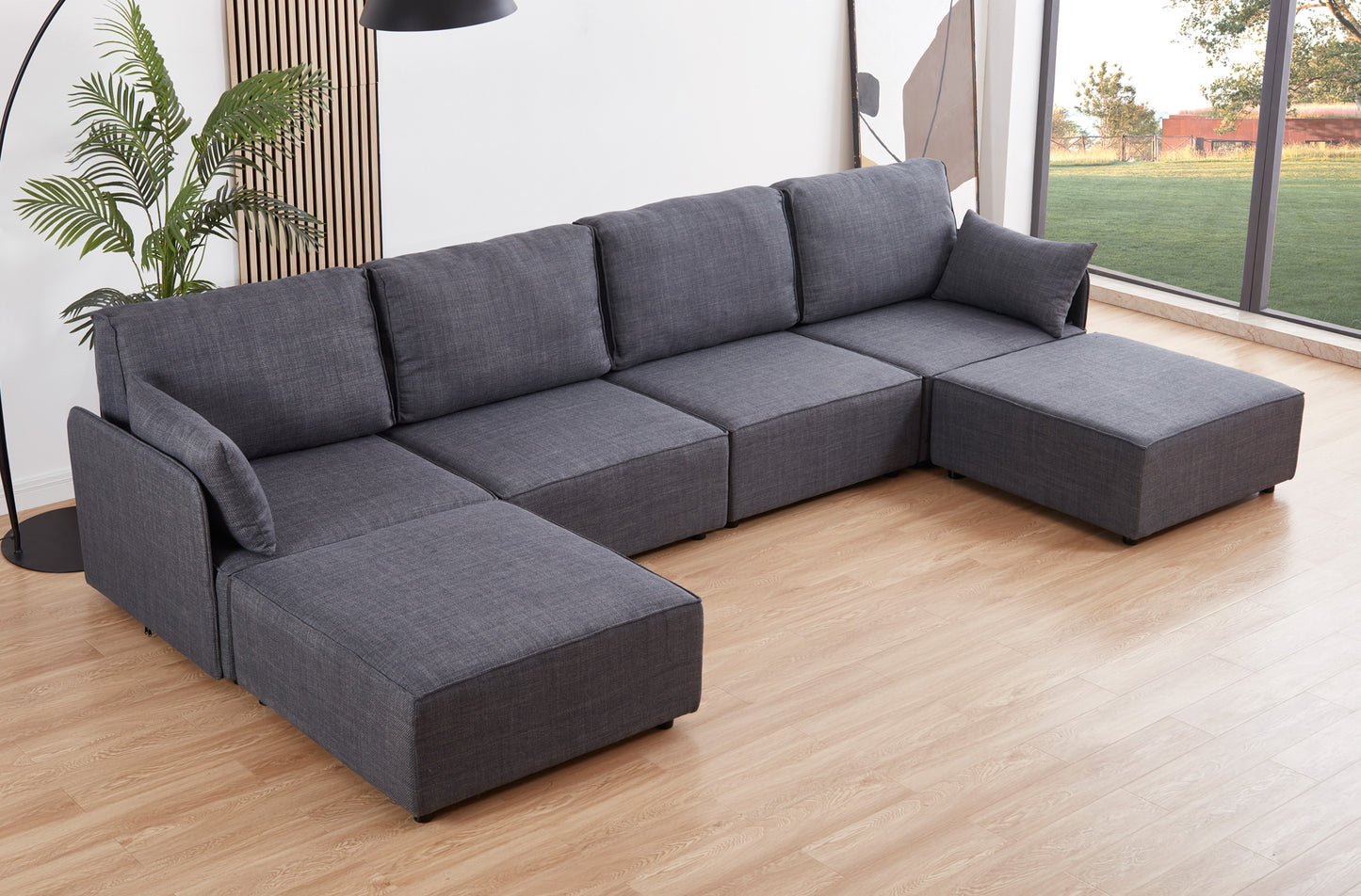 PUFF 90 X 90 CM SOFÁ MODULAR BARDOT TEJIDO GRIS