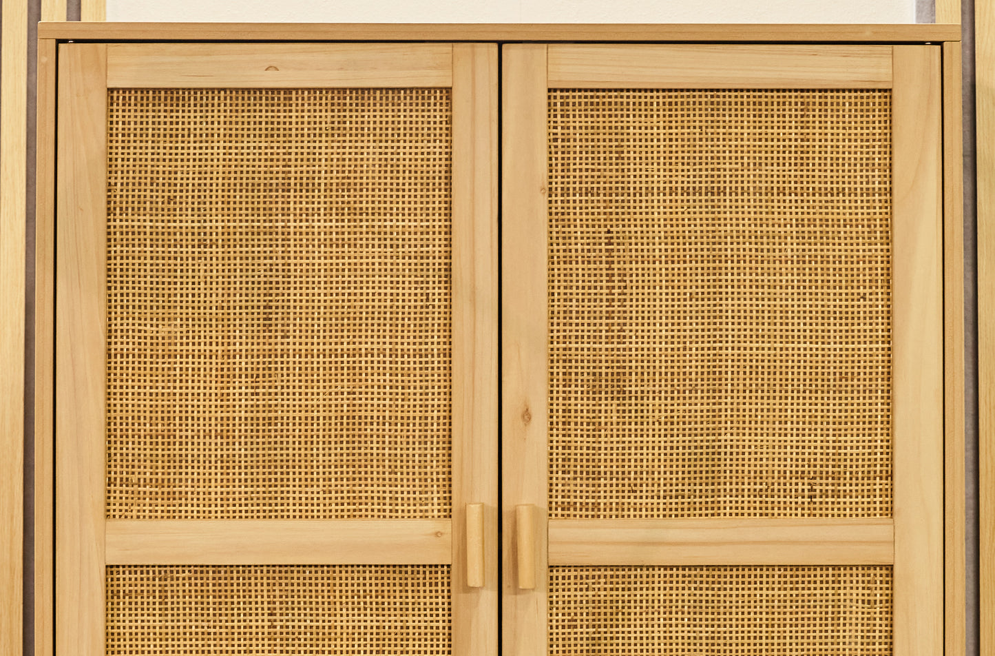ARMARIO BAJO DÉCOR 80 x 40 CM PINO / RATTAN
